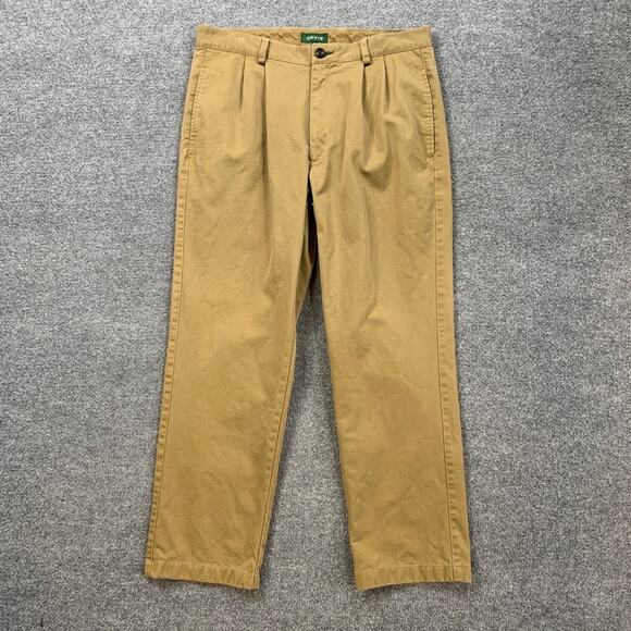 Orvis Pants Mens 35 Earth Pleated Front Straight Leg Chino Relaxed Fit Trousers - Picture 2 of 13